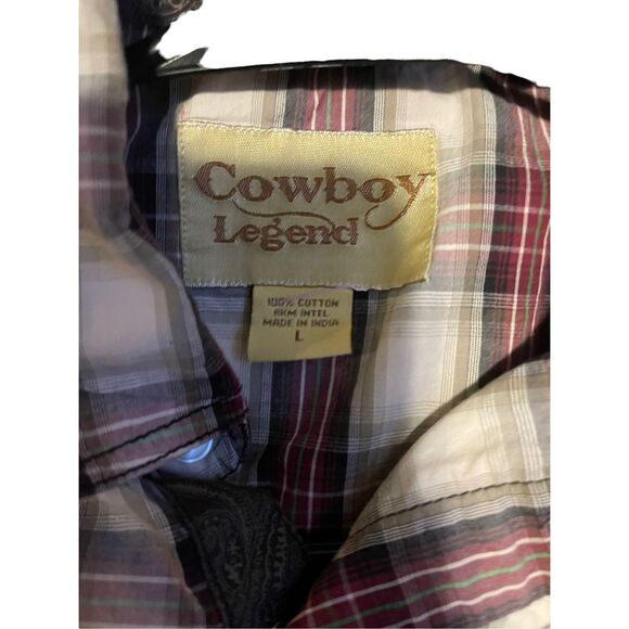 Cowboy Legend Mens Snap Plaid Long Sleeve Cotton Pocket Button Up Shirt Large - Picture 4 of 10